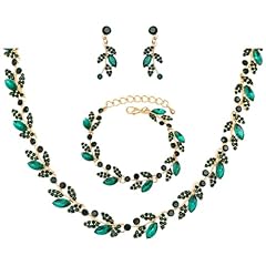 green crystal-gold tone