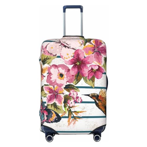 Travel Luggage Cover Protector - Bird And Floral Washable Suitcase Covers For 18-32 Inch Luggage