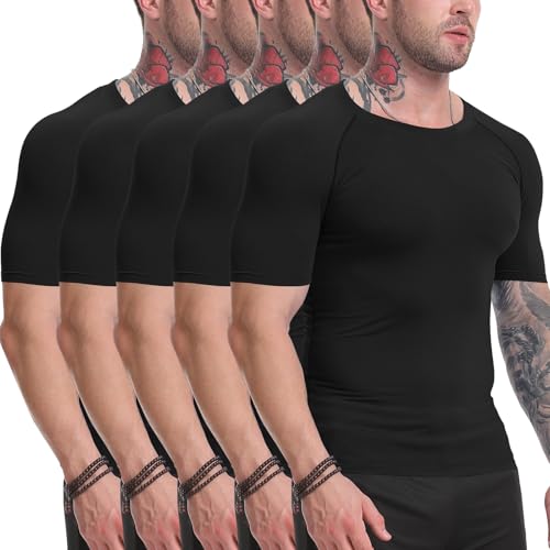 Sumolux 5 Pack Men’s Compression Shirts Short Sleeve Sports Athletic Workout Undershirt Base Layer T-Shirt Tops - Main Image