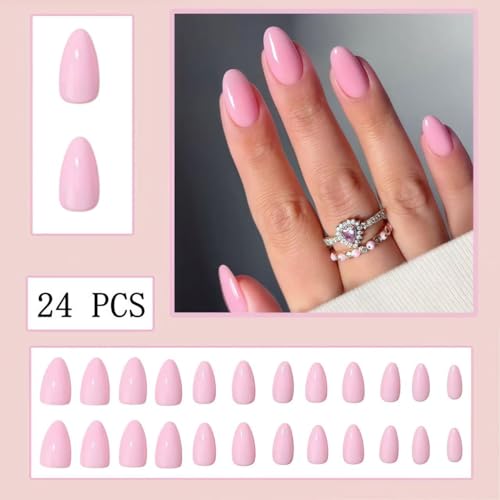 Pink Solid Color Press on Nails - Cute Summer Manicure