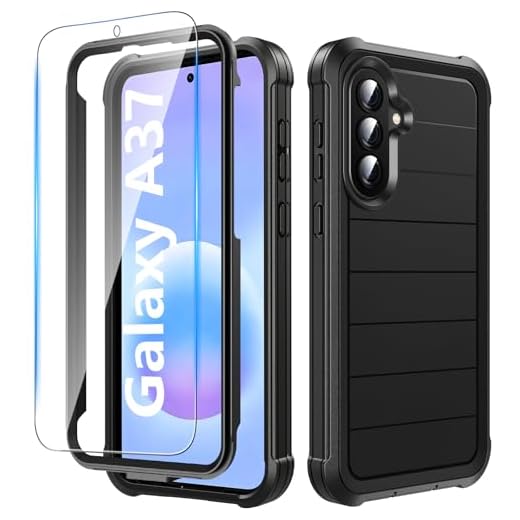 Hensinple for Samsung Galaxy A37 5G Phone Case with Screen Protector, Heavy Duty Military Shockproof Full Body Durable TPU Protective Cover Case for Samsung A37 5G (Black)