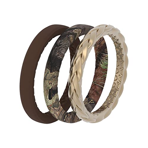 Image of Groove Life Stackable Ring Set for Women, Breathable Silicone Wedding Bands | Medical-Grade Silicone, Stackable Comfortable Fit, Flexible Rubber Ring Set, Safe Breakaway Design for Gym, Travel & Workout