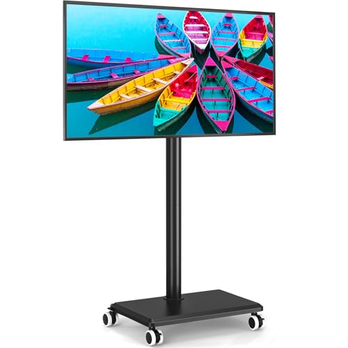 Rfiver Rolling TV Stand for 32 to 55 60 Inch TVs up to 88lbs, Height Adjustable Mobile TV Stand with...