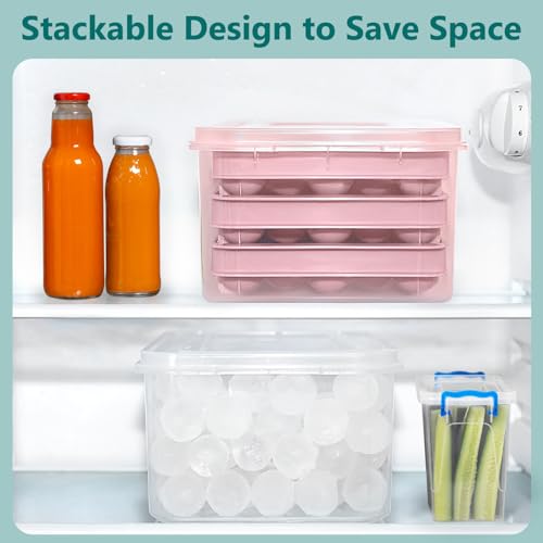 Image of Optish 3 Pack Ice Trays for Freezer, 99 PCS Ice Cube Tray with Lid and Bin, Round Ice Cube Trays for Freezer, Circle Ice Cube Tray for Chilling Drinks (1 inch, Pink)