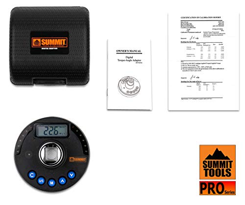 Summit Tools 1/2 Inch Digital Angle Torque Adapter, 12.5-250.7 Ft-Lbs Torque Range, 1-360° Angle Range, Buzzer And Sequential Led Indicator, 50 Memroy Slots (Ad4-340Cn), Blue #TOP6