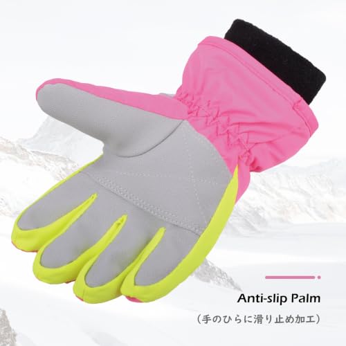 Image of TRIWONDER Kids Ski Snow Gloves Winter Cold Weather Windproof Thermal Warm Fleece Snowboard Gloves Sport Mittens for Boys Girls (M, Rose Red)