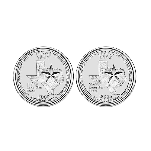 Mancuernillas con monedas Texas 2004 plata miniatura 1