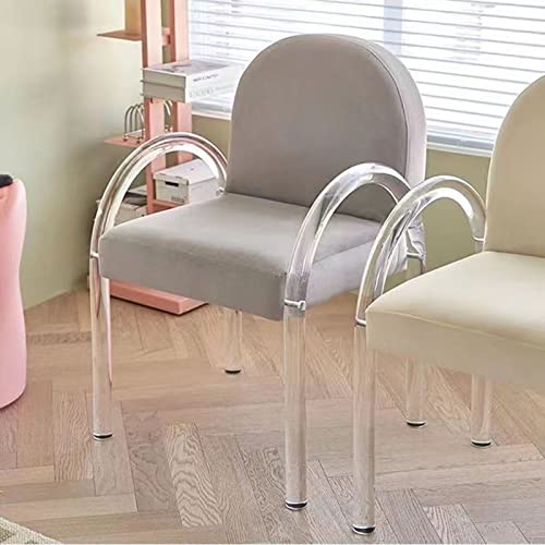 Chaises fantômes en acrylique transparent pour salle à manger, banquet, camping, mariage, avec dossier en velours gris et pieds en plastique transparent invisible