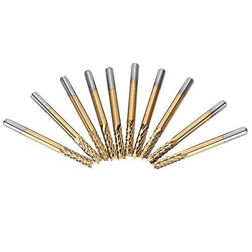 Image of Jeanoko Rotary Burrs End Mills 10pcs 0.125 inch Carbide End Mill 1 /8 inch Shank Coated CNC PCB Engraving Bit Cutting Tool