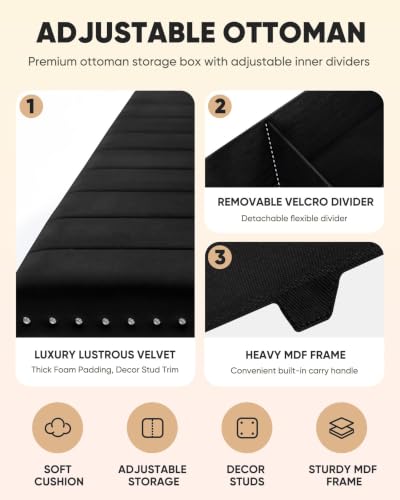 Image of B FSOBEIIALEO 43 inch Tufted Storage Ottoman Bench Storage Chest, Black