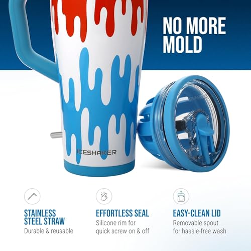 Image of Ice Shaker 40 oz Tumbler with Handle and Straw | 40oz Freeze Pop | Cold for 30+ Hours | 2-in-1 Tumbler Shaker Bottle | Odor-Free 40 ounce Bottle for Water, Protein Shakes, Smoothies, Cocktails