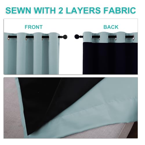 Image of NICETOWN 100% Blackout Lined Curtains, Sky Blue, 1 Pair, 42 inch Width x 63 inch Length Each Panel, 2 Thick Layers Completely Blackout Window Treatment Panels Thermal Insulated Drapes for Kitchen