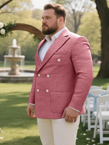 Men's Seersucker Suit Jacket Lightweight Double Breasted Blazer Sport Coat for Men Beach Wedding Summer2