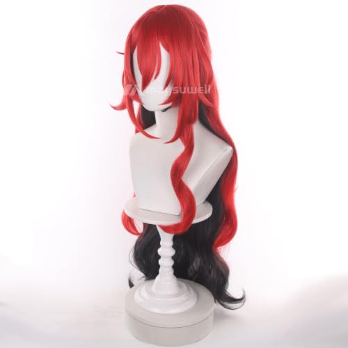 Image of Red Black Gradient Long Wavy Wig for Women Cos Hime Pricess Nova