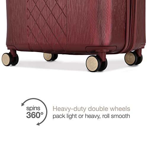 Badgley Mischka Diamond Hard Expandable Spinner Luggage Set (3 Piece) (Burgundy-Black Bars)3