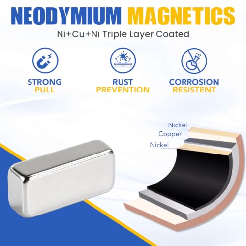 Image of MIKEDE 30 Pack Strong Small Neodymium Bar Magnets Silver, 20x10x5 mm
