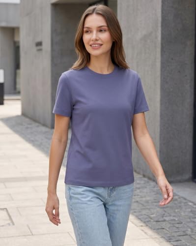 Image of NOBERO 100% Cotton T-Shirts for Women Stylish | Regular Fit | Solid T Shirts for Women 180 GSM Combed Cotton | Crew Neck Half Sleeve