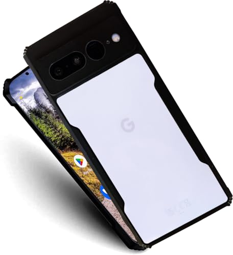 Image of AIBEX Crystal Clear Back Cover Case for Google Pixel 7 Pro | 360 Degree Protection | Shock Proof Design | Transparent Back Cover Case (PC & TPU, Black Bumper)