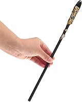 Vista 6 de Bubbmi Varita mágica de bruja de cristal negro, mago de piedras preciosas para Halloween, Navidad, accesorios de cosplay, colección de hechicero