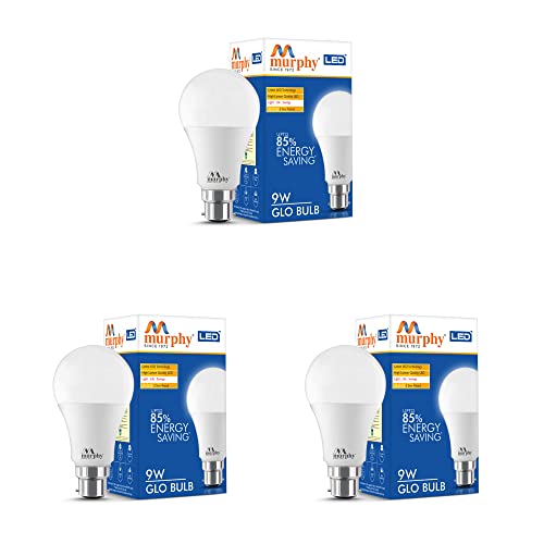 Image of Murphy 9W B22D BEE 3 Star Rated LED Cool Day White Bulb, Pack of 3 (GLO)