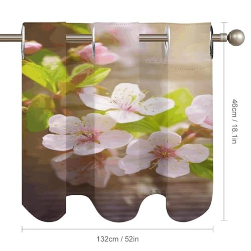 Cortina corta con bolsillo para cortinero floral, cenefa opaca para ventanas de casa 52x18.1" 3