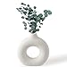 BASVII Kleine Vasen Deko - Weiße Vase für Pampasgras, Boho Deko Blumenvase, Keramik Vase Modern, Zimmer Deko Aesthetic - Donut Vase Rund für Deko Wohnzimmer, Flur, Fensterbank, Esstisch (M) Mode im günstig Kaufen-BASVII Kleine Vasen Deko - Weiße Vase für Pampasgras, Boho Deko Blumenvase, Keramik Vase Modern, Zimmer Deko Aesthetic - Donut Vase Rund für Deko Wohnzimmer, Flur, Fensterbank, Esstisch (M)