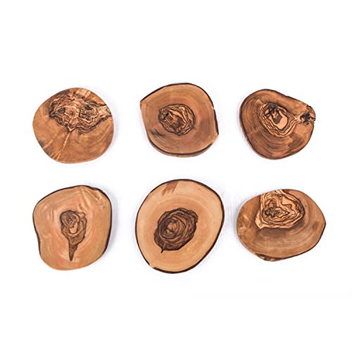 Set of 12 Coasters in Natural Cut Rustic Glass Coasters Olive Wood Handmade Wooden Coasters Gift (Set of 12) - Image 4