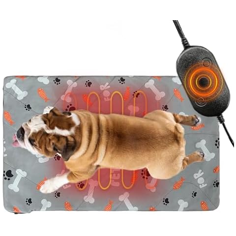 GeerDuo Pressure Activated Heated Mat, Pet Heating Pad for Indoor Dogs Cats, 3 Adjustable Temperature with Chew Resistant Cord Cover