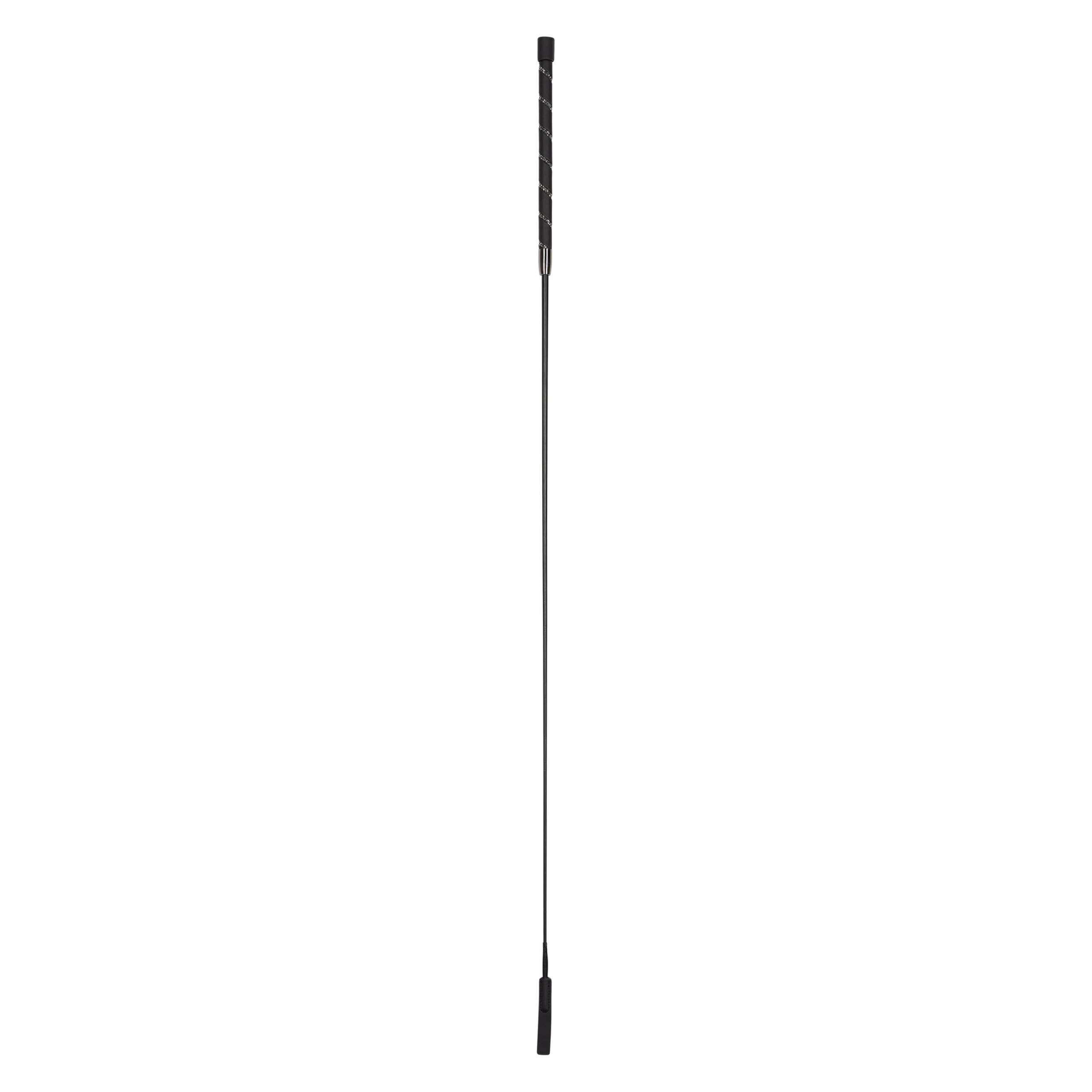 Imperial Riding IRH Regal Shine Dressage Whip with Lightweight Carbon Rod, Leather Handle with Crystals, Black, 120 cm