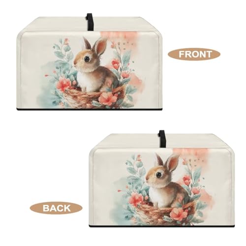 Image of Microwave Oven Dust Cover Air Fryer Toaster Oven Protector, Easter Decorations Small Appliances Cover, L, 20.9 x 15.7 x 12.4 Inches, Rabbit Floral Light Beige