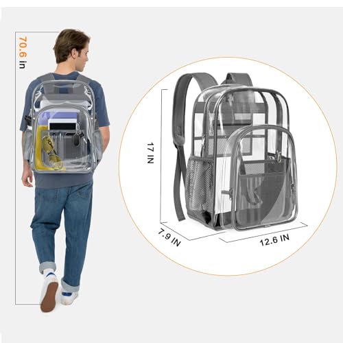 Image of PAMANO Clear Backpack Transparent Heavy Duty School PVC Bookbag See Through Bag Boys and Girls for College Work Travel Security