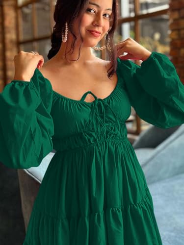 Image of Leriya Fashion Mini Dress for Women | One Piece Dresses for Womens | Stylish Dress for Woman |Mini Dresses Rayon for Women Stylish |Summer Casual Outfit Wear Events, Date & Evening Look
