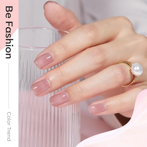 Image of modelones Gel Nail Polish Kit Jelly Nude 6Colors Red Pink Milky White