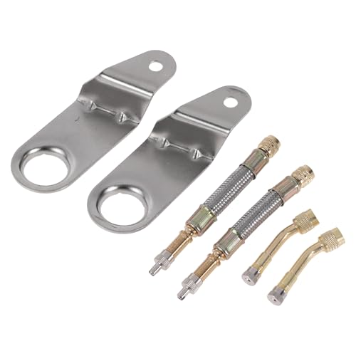 Motoforti 1 Set 135 Degree Copper Tire Valve Extension with Universal Stainless Steel 100mm Tyre Valve Stem Extender for Car Motorcycle RV Truck Bike