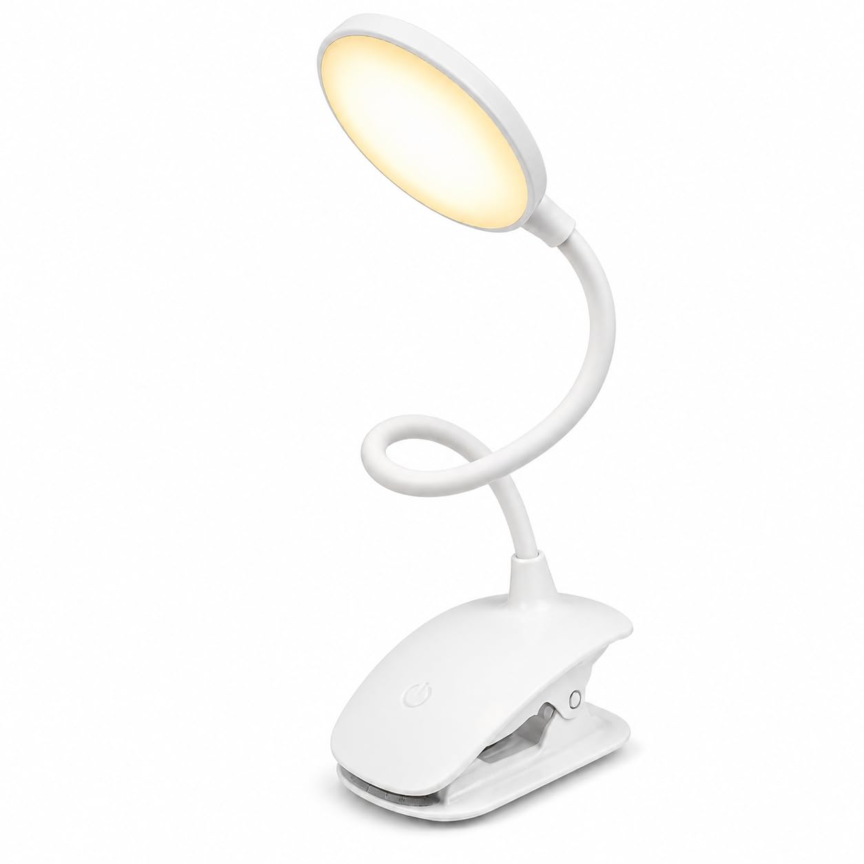 BURAKH LED Clip-On Desk Lamp with Flexible Gooseneck, USB Powered Clamp Reading Light, Adjustable Bedside Night Lamp for Study, Office, Laptop, Book Reading and Home Use