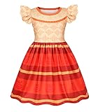 Traje de la familia mágica Mirabel Luisa Dolores hecho de fibra de poliéster, telas suaves y suaves, cómodas y transpirables, cuida la piel sensible de las niñas.