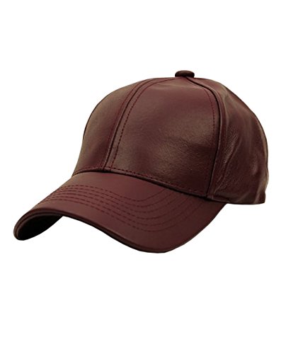 burgundy leather baseball cap