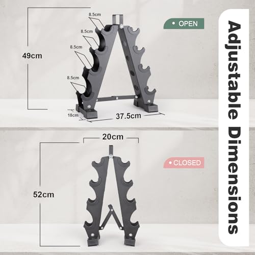 LIONSCOOL Dumbbell Rack Stand, 3/4/6 Tier A-Frame, Heavy Duty Dumbbell Holder, Portable Weight Rack for Home Gym (Stand Only) (4-Tier) - Image 2