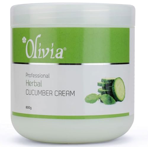 Image of Olivia Professional Herbal Cucumber Cream with Cucumber Extract & Olive Oil | Soothing & Hydrating Massage Cream for Soft, Radiant Skin | Calms Irritation, Nourishes & Protects Against Ageing | 800g