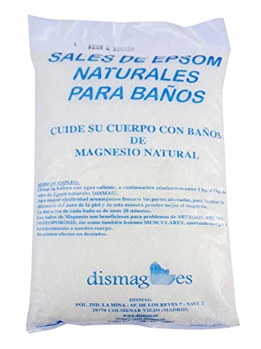 Dismag Sales De Epsom Naturales 2KG - Sulfato de magnesio - Sal de Baño Y Cuidado Personal- Relajante y Desintoxicante - Tratamiento corporal (2 KG)