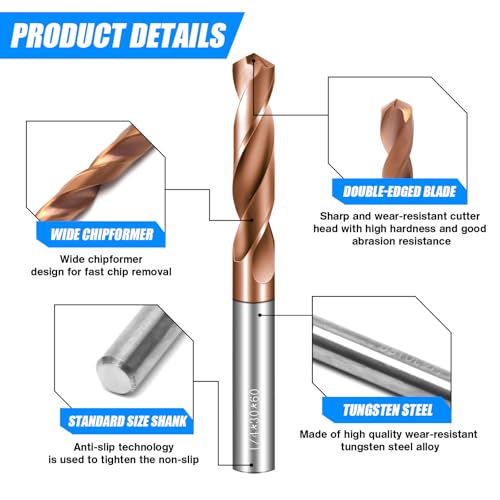 HOYUSK 4-Piece Solid Carbide Drill Bit Set