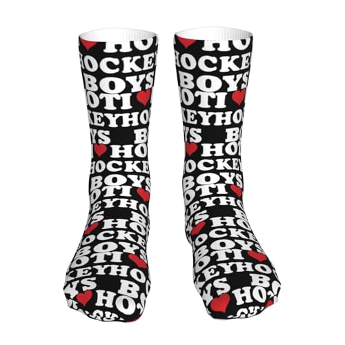 I Love Hot Hockey Boys Running Socks Breathable Round Neck Socks Sports Socks