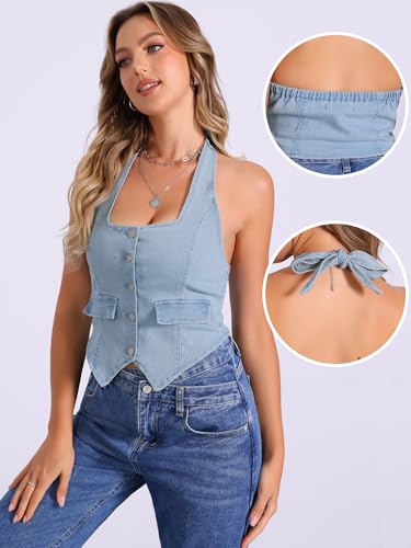 Chaleco de mezclilla sin espalda para evitar el calor con estilo 2