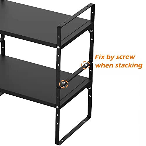 Wejipp Cabinet Organizer Shelf Expandable Spice Rack Stackable Storage Shelves For Kitchen Pantry Counter Bathroom Home Office,3 Packs,8.07" D,Black #TOP5