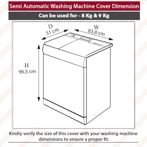 Image of The Furnishing Tree Polyester Waterproof Semi Automatic Washing Machine Cover Compatible for Super General 8 Kg & 9 Kg, DxWxH In Cms: ( 51x83.8x96.5 ), Blue