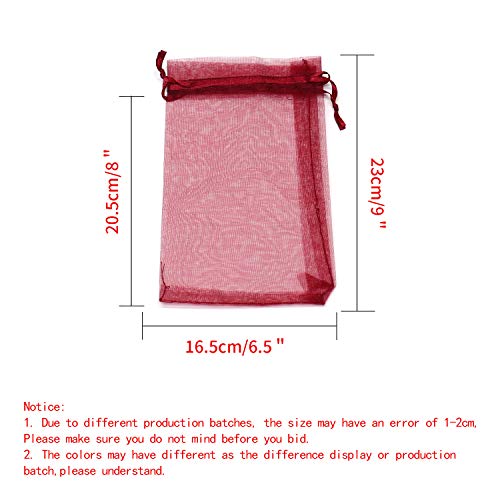 Image of Dealglad 100pcs Drawstring Organza Jewelry Candy Pouch Party Favor Gift Bags (7x9, Wine)