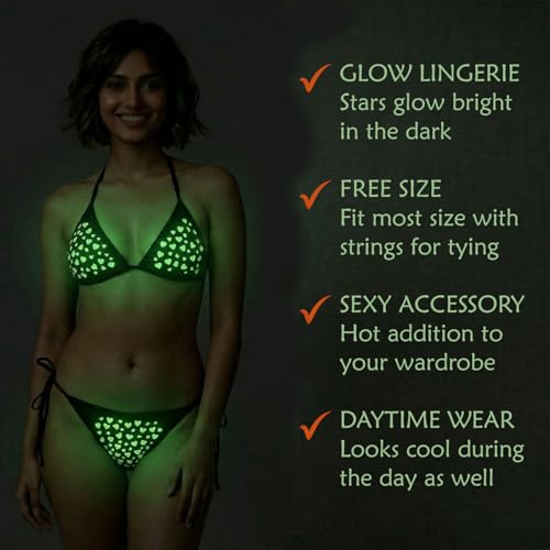 Image of Glow in The Night Sexy Lingerie for Women, Bikini Set Night Glow Luminous Nightwear, Romantic Honeymoon Lingerie for Wife Girlfriend Anniversary Gift