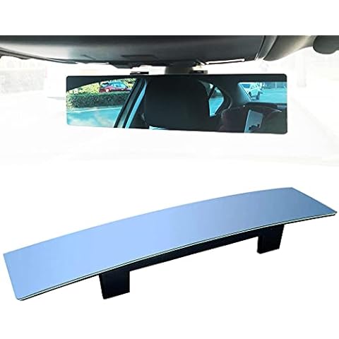 KITBEST Rear View Mirror, 11.8 Inches Anti Glare Rearview Mirror, Rimless Wide Angle Panoramic Rearview Mirror Clip on Car Mirror to Eliminate Blind Spot for Cars SUV Trucks (11.8” L x 2.8” H) Cover
