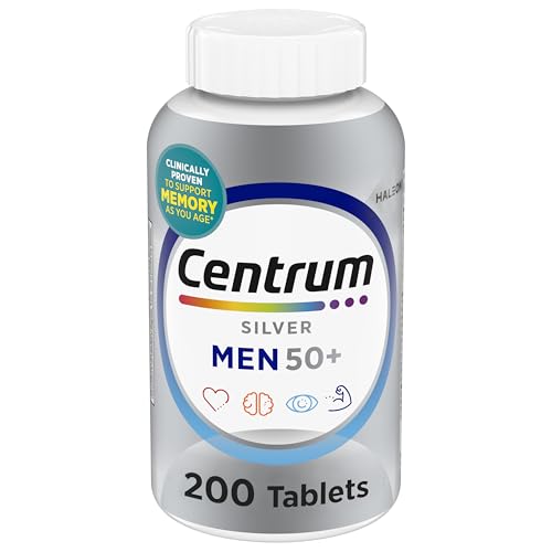 Centrum Silver Men’s 50+ Multivitamin with Vitamin D3, B-Vitamins, Zinc for Memory and Cognition – 200 Tablets