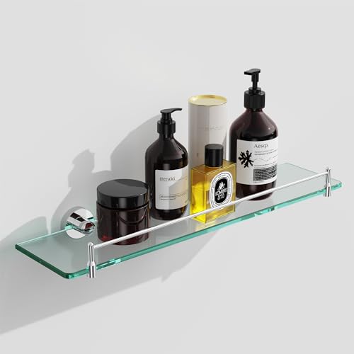 Glass Shelf for Bathroom,20-Inches Chrome Floating Glass Shelves ...